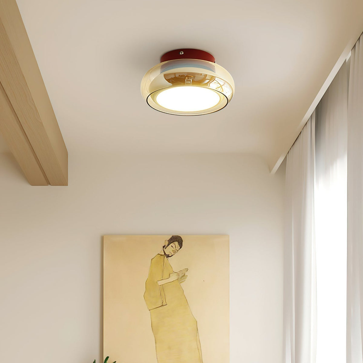 June Retro Glass Flush Mount Ceiling Light — product detail view 5