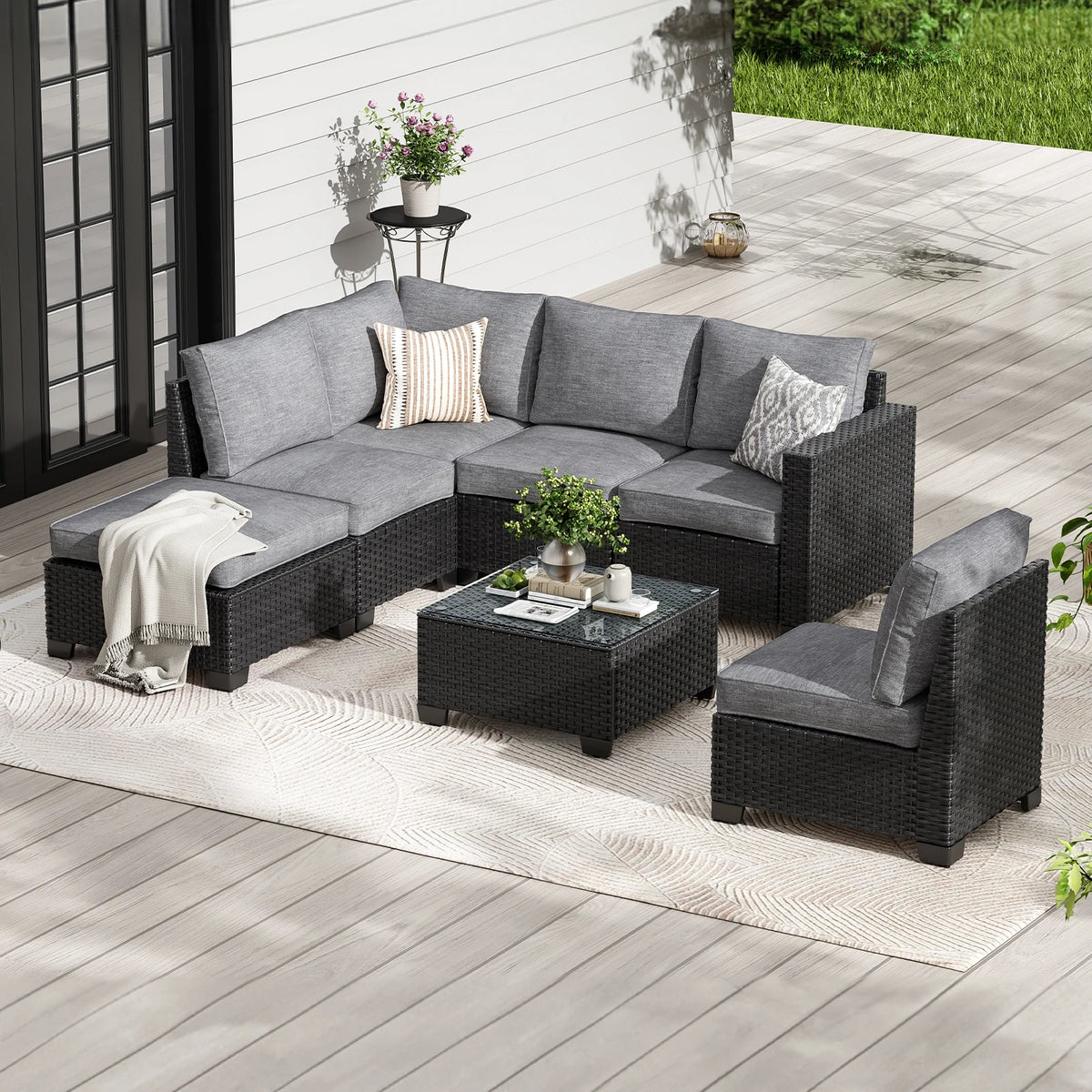 Capri Woven Patio Sectional Set