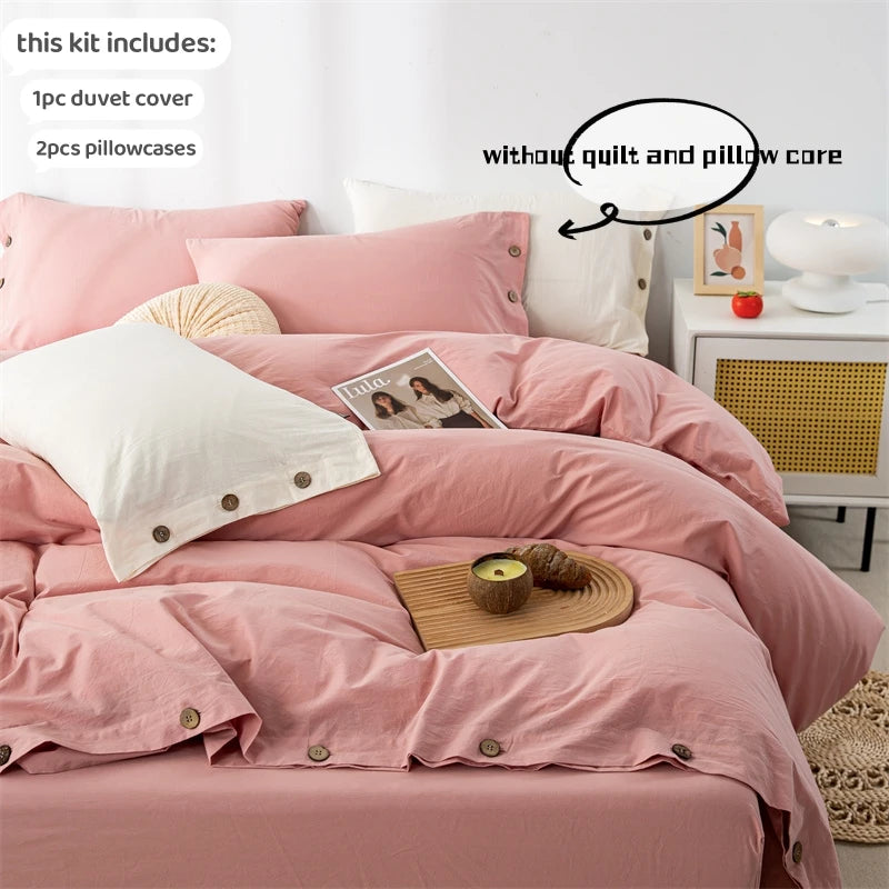 Oona Washed Cotton Button Duvet Set