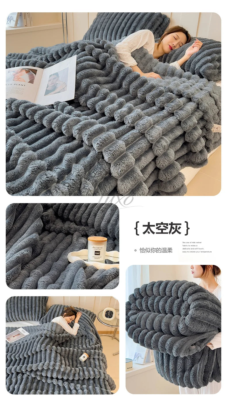 Thea Wide-Stripe Flannel Throw