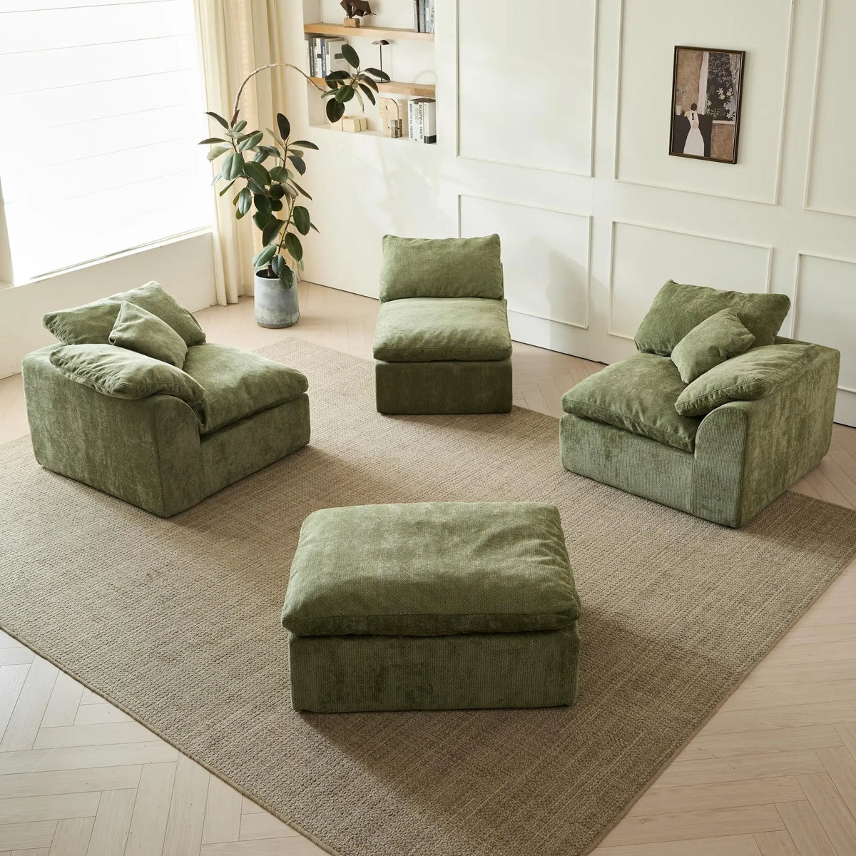 Olive Chenille Cloud Sectional
