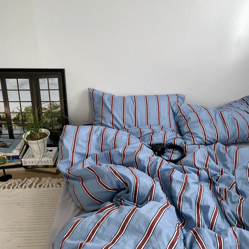 Beau Striped Cotton Duvet Set