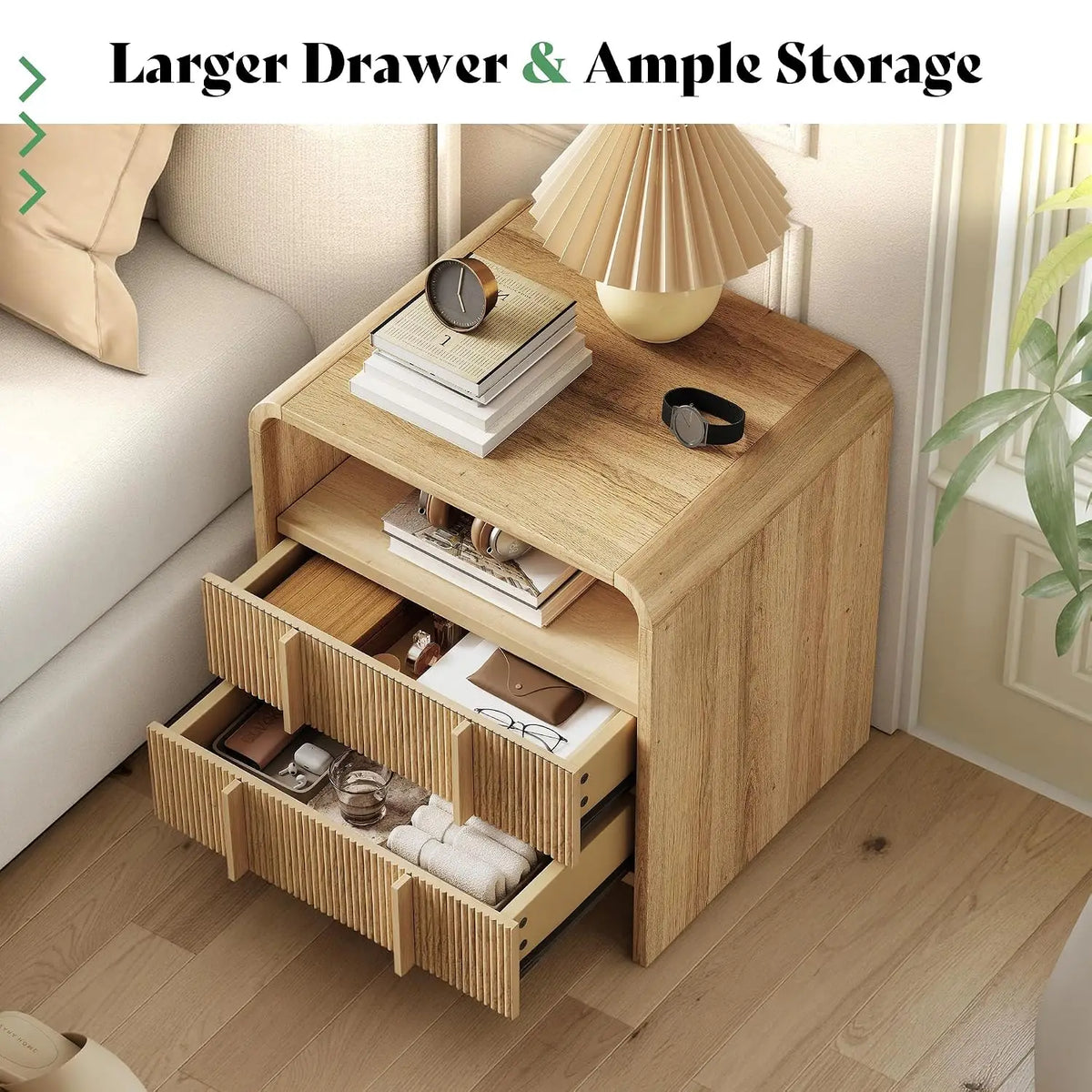 Maeve Fluted Bedside Table Set