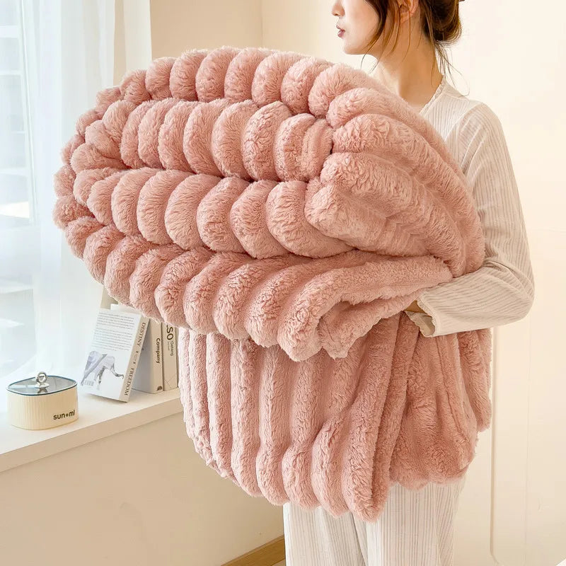 Thea Wide-Stripe Flannel Throw