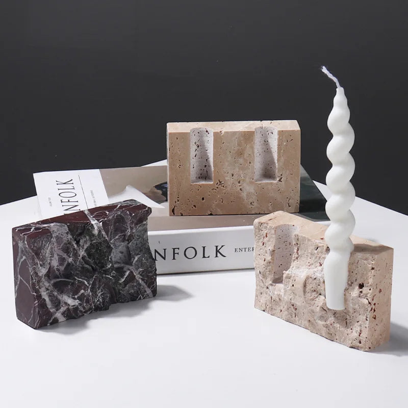 Noma Travertine Candleholder