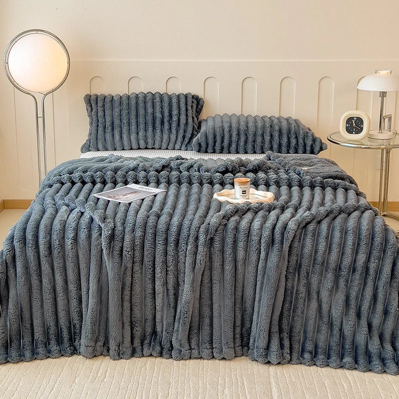 Thea Wide-Stripe Flannel Throw