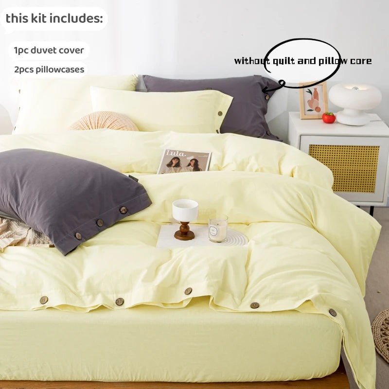 Oona Washed Cotton Button Duvet Set