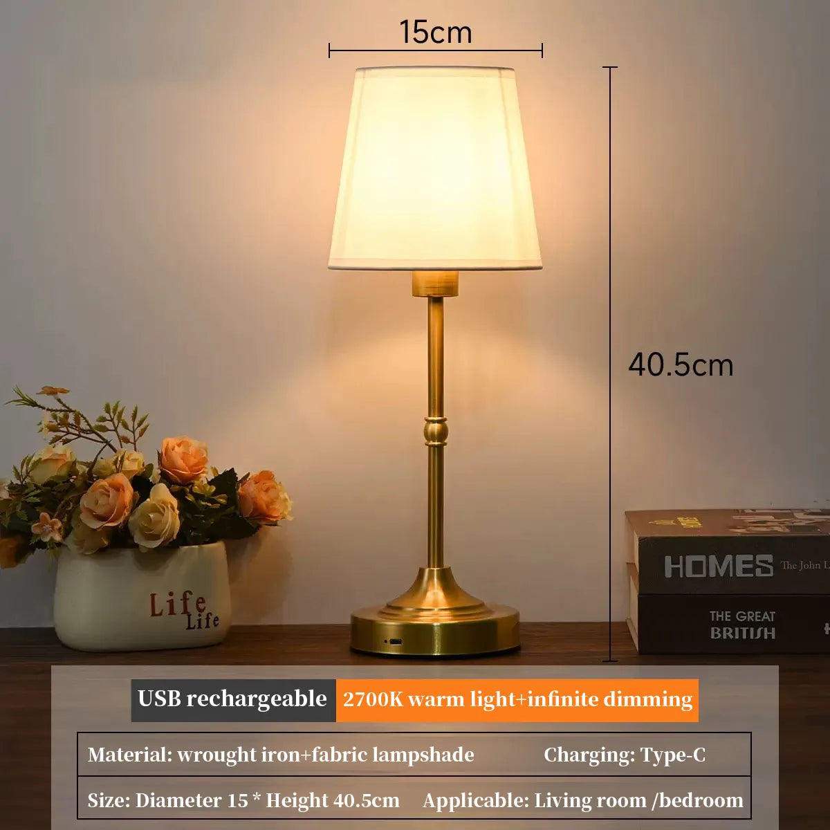 Tova Cordless Fabric Table Lamp