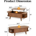 Cassia Fluted Oval Lift-Top Coffee Table