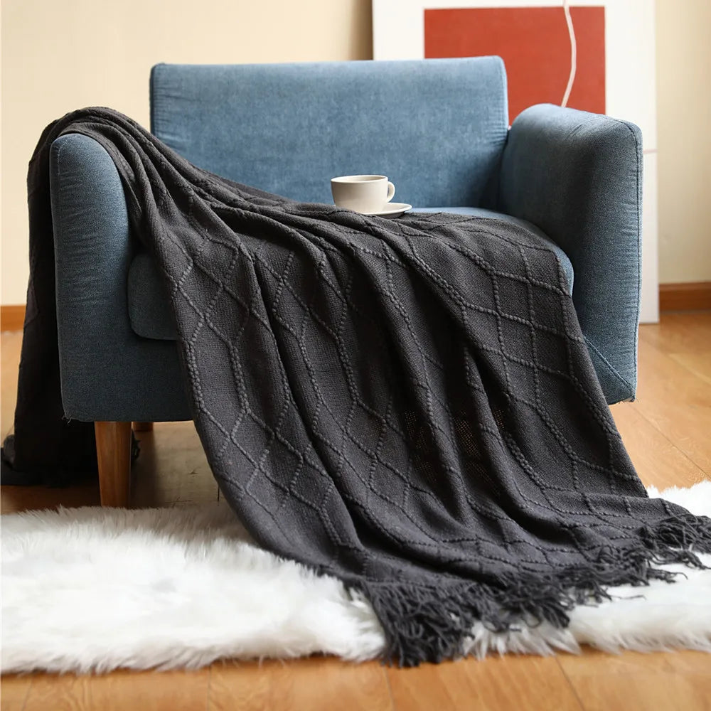 Poppy Chunky Tassel Knit Throw