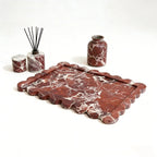 Rosso Scalloped Rosa Levanto Marble Tray