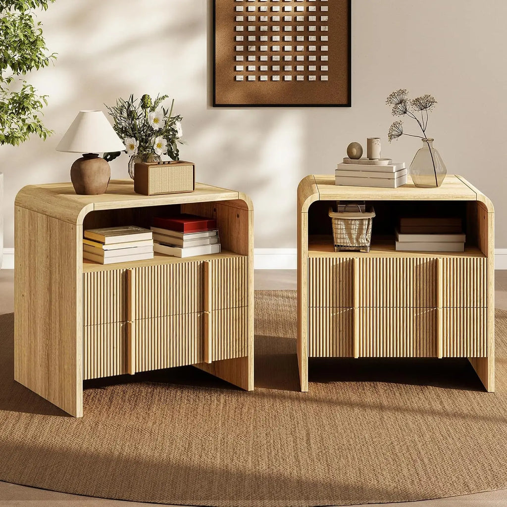 Maeve Fluted Bedside Table Set