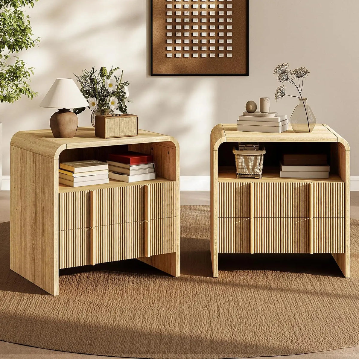 Maeve Fluted Bedside Table Set