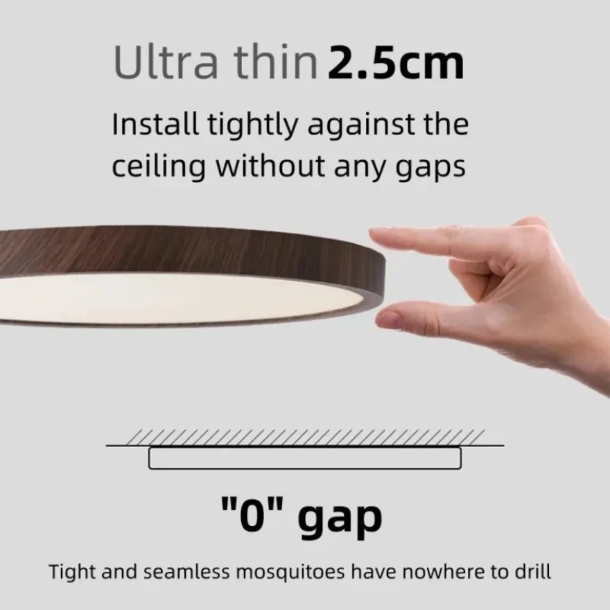 Ultra-Slim Woodgrain Ceiling Light — product detail view 2