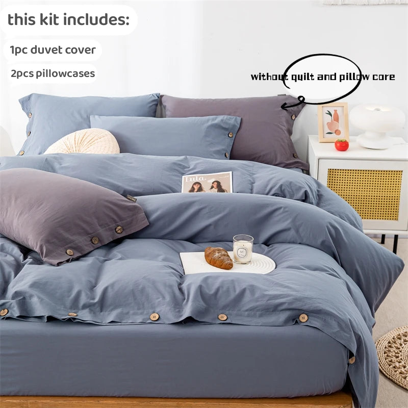 Oona Washed Cotton Button Duvet Set
