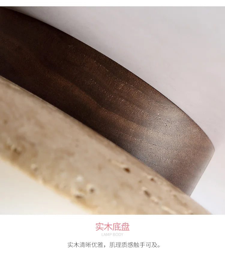 Talin Travertine & Wood Ceiling Light