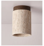 Talin Travertine & Wood Ceiling Light