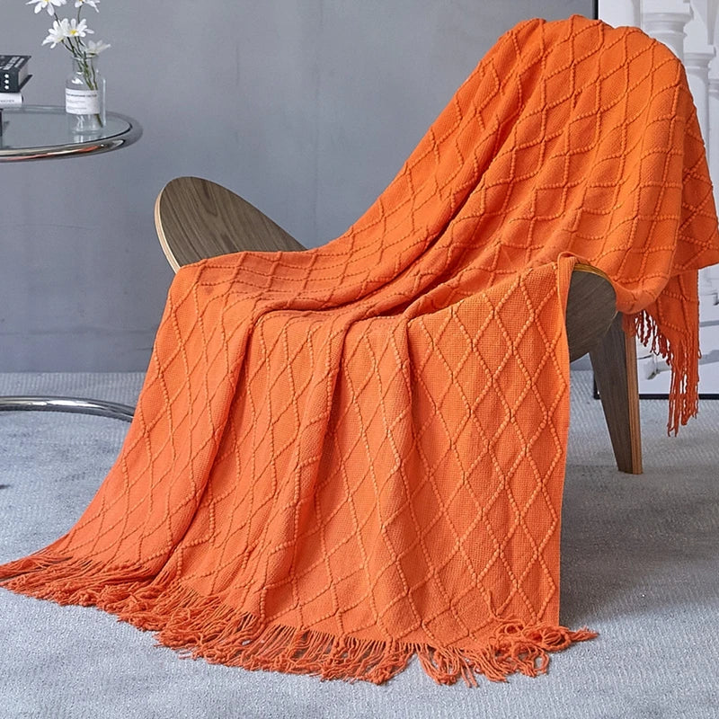 Poppy Chunky Tassel Knit Throw