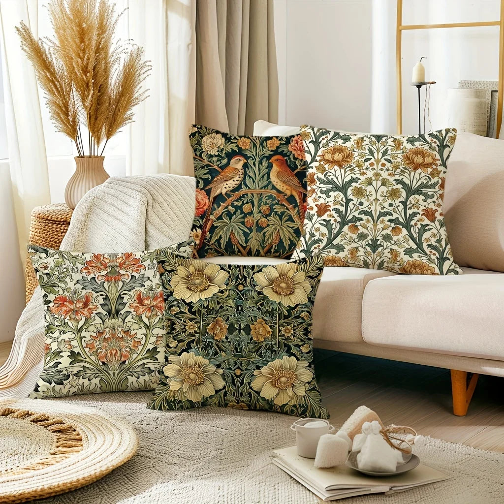 Meadow Botanical Linen Pillow Cover
