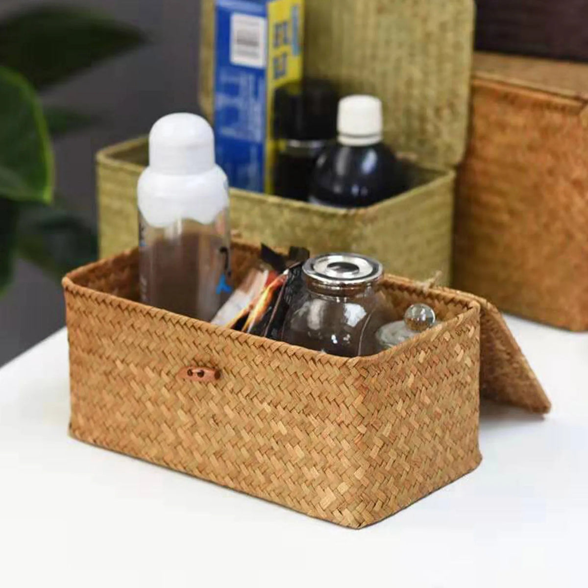 Nell Lidded Woven Storage Basket