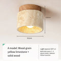 Talin Travertine & Wood Ceiling Light