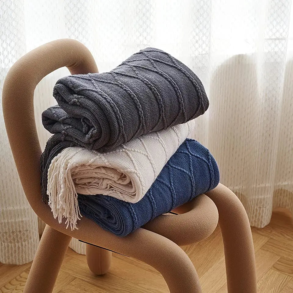 Poppy Chunky Tassel Knit Throw