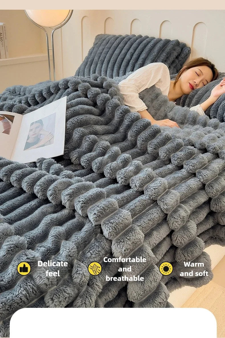 Thea Wide-Stripe Flannel Throw