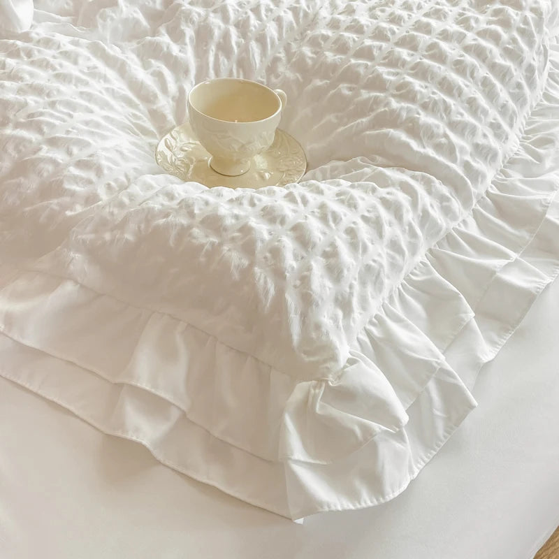 Liora Ruffled Seersucker Duvet Set
