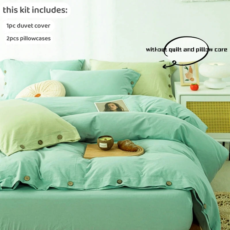 Oona Washed Cotton Button Duvet Set