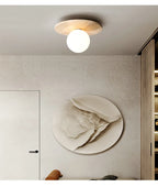 Talin Travertine & Wood Ceiling Light