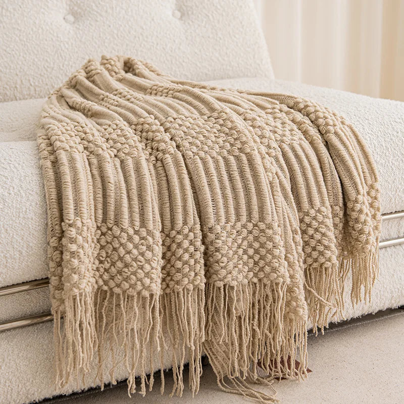 Poppy Chunky Tassel Knit Throw
