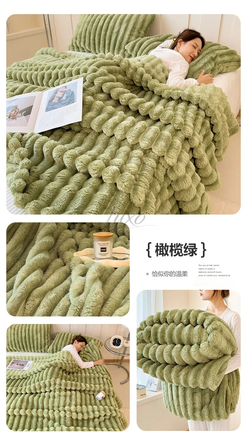 Thea Wide-Stripe Flannel Throw