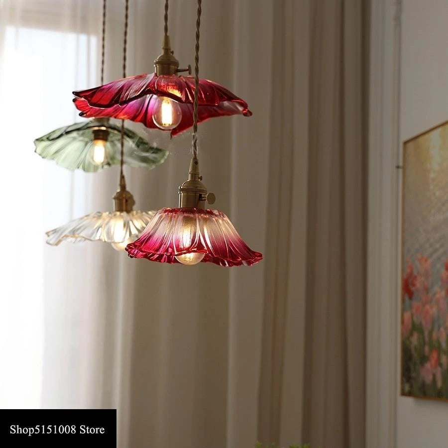 Flora Amber Glass Flower Pendant
