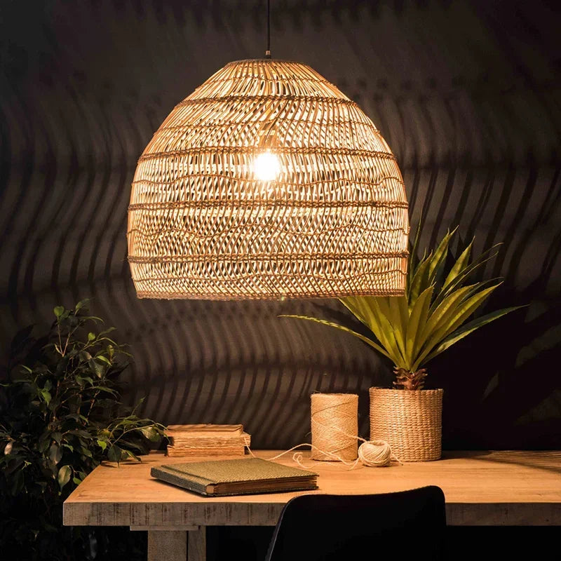 Cleo Handwoven Rattan Dome Pendant