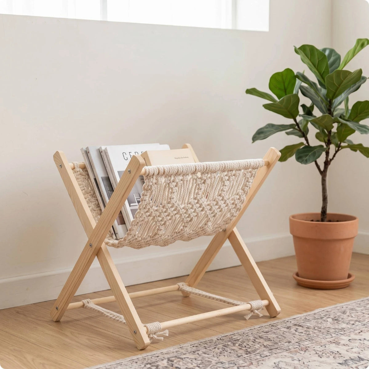 Lark Woven Sling Magazine Rack