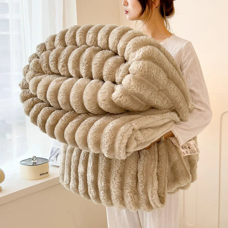 Thea Wide-Stripe Flannel Throw