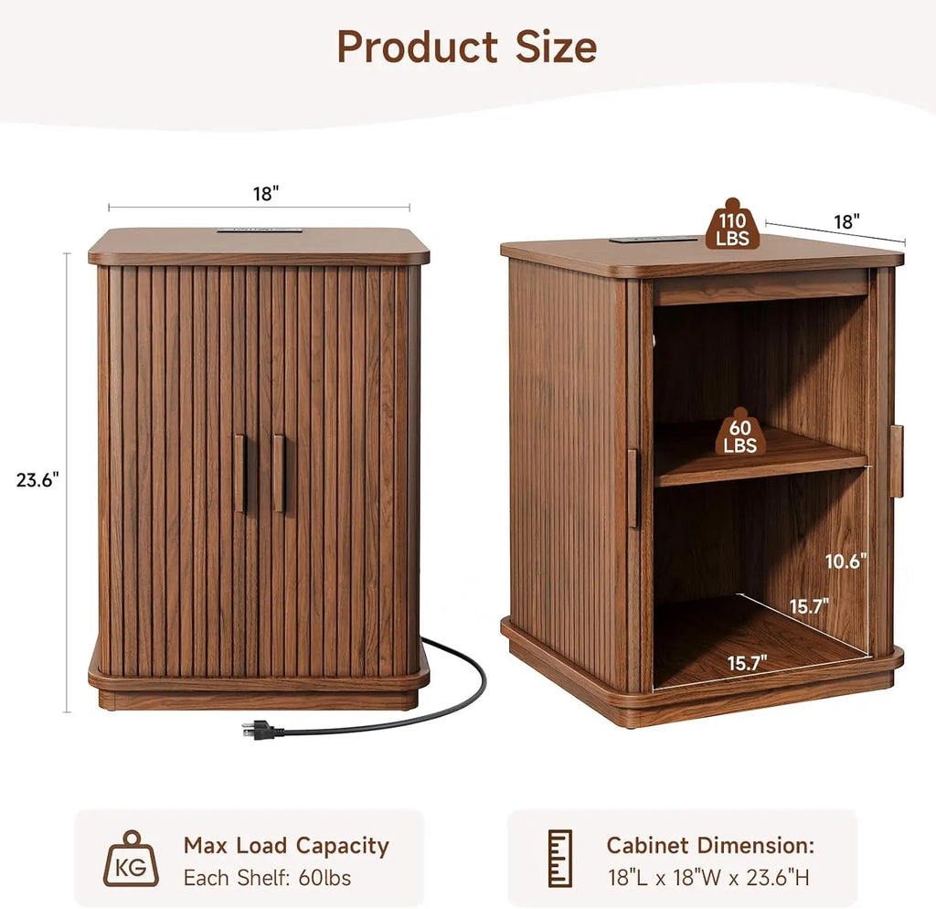 Nell Fluted Charging Nightstand