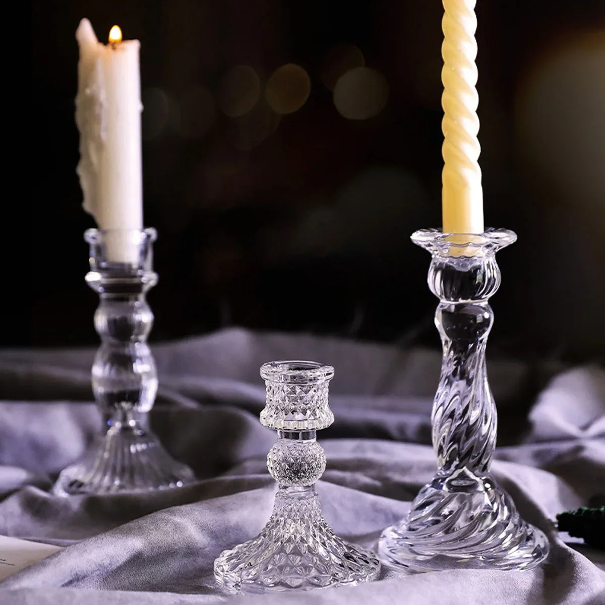Clara Glass Candleholder Trio