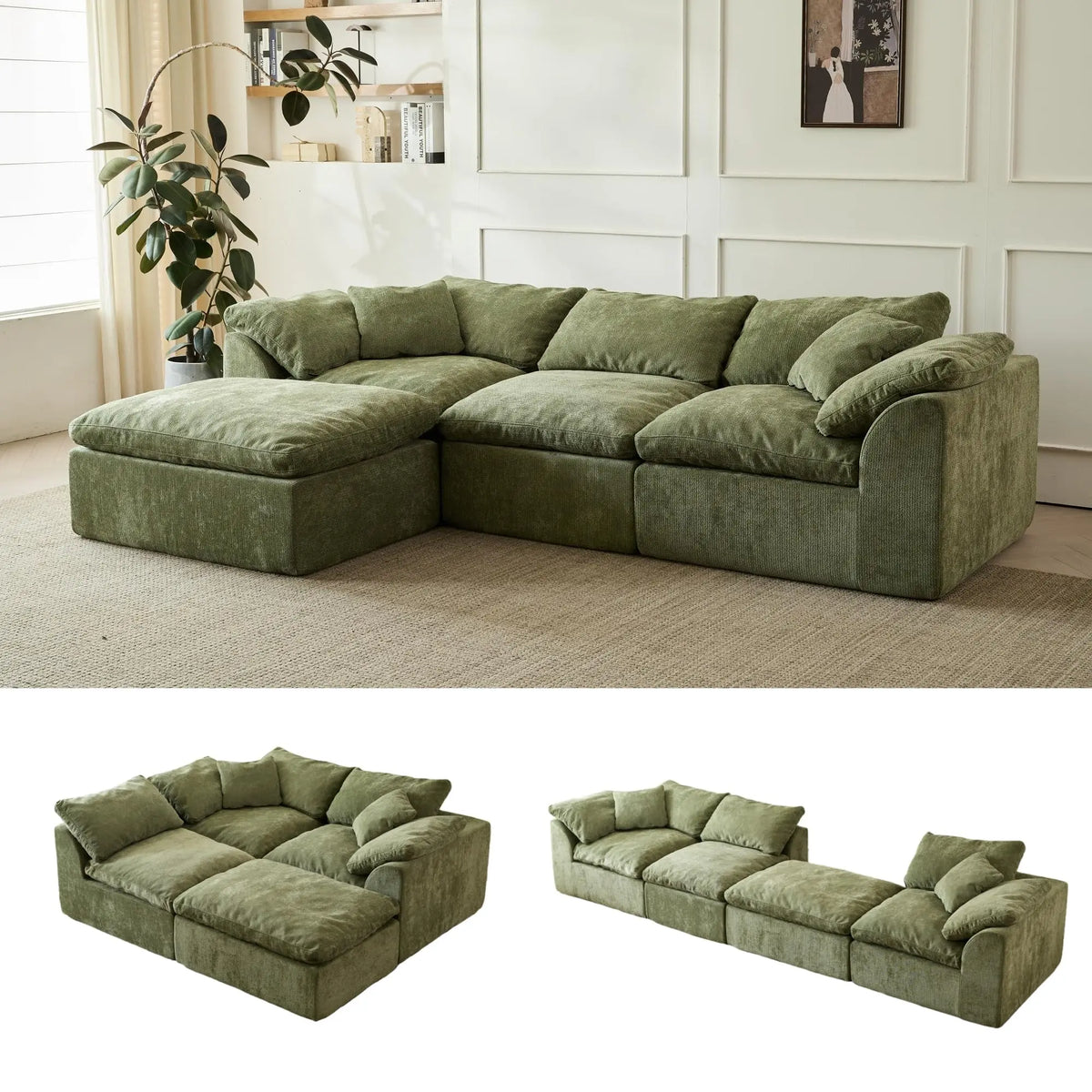 Olive Chenille Cloud Sectional