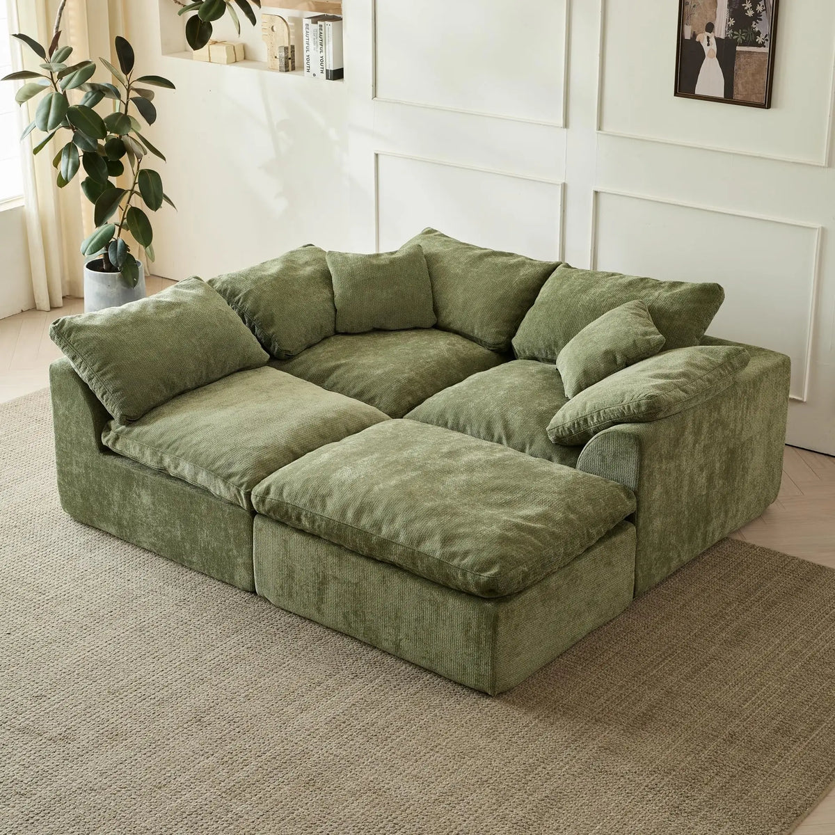 Olive Chenille Cloud Sectional