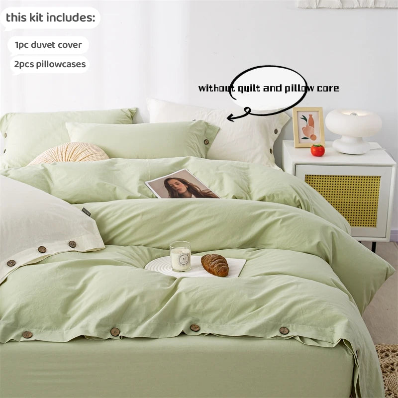 Oona Washed Cotton Button Duvet Set