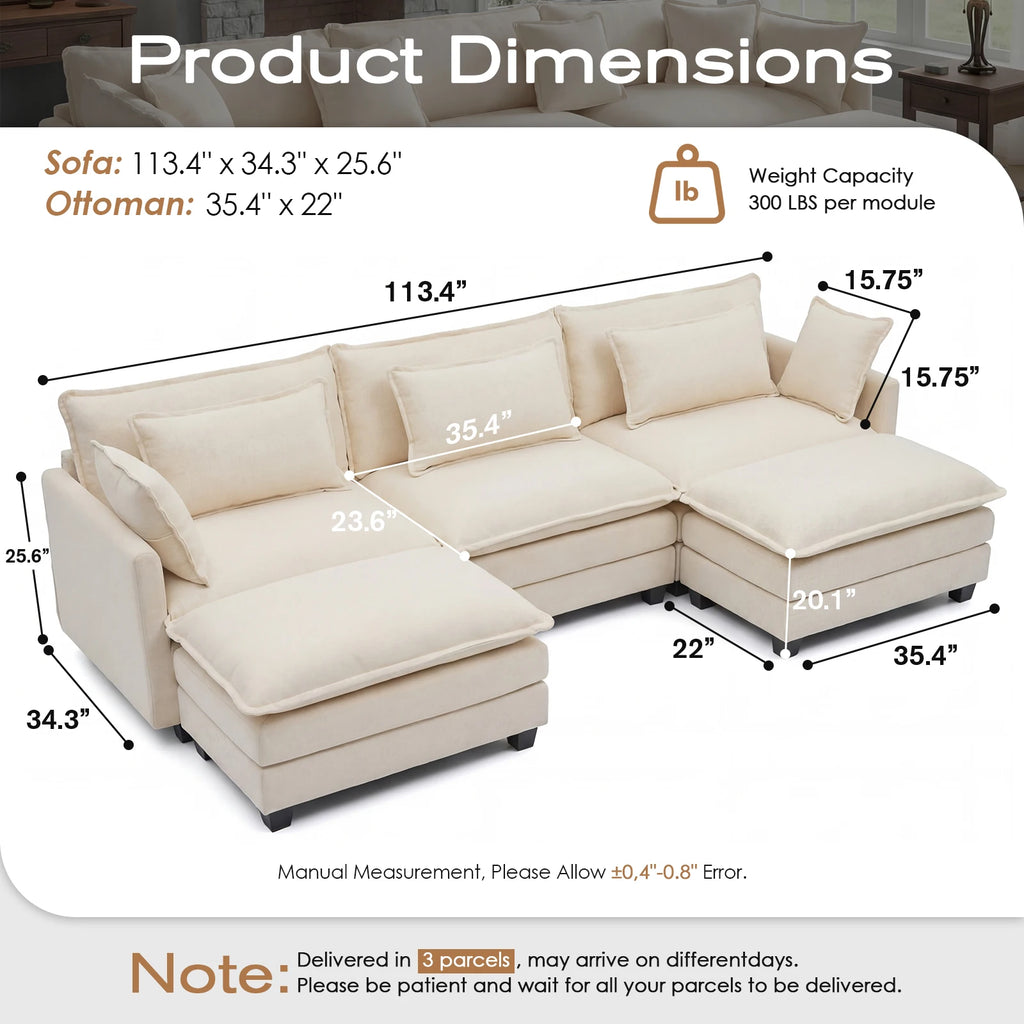 Haven 113-Inch Modular Cloud Sofa