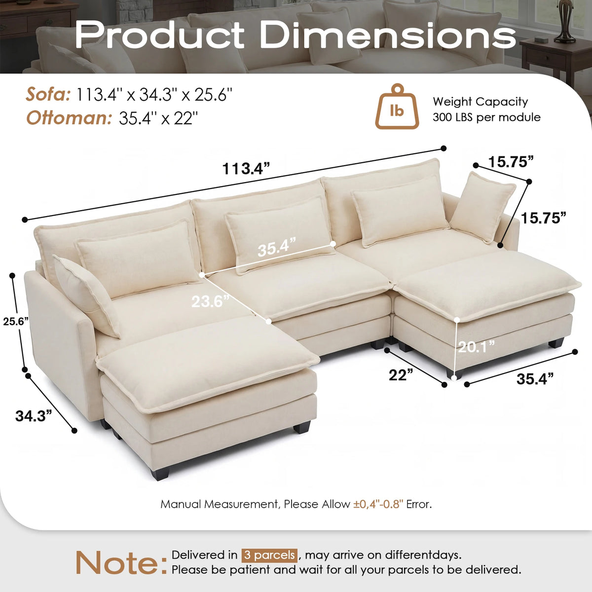 Haven 113-Inch Modular Cloud Sofa