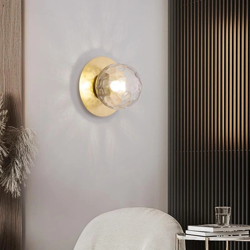 Opal Brass Frosted Globe Wall Sconce