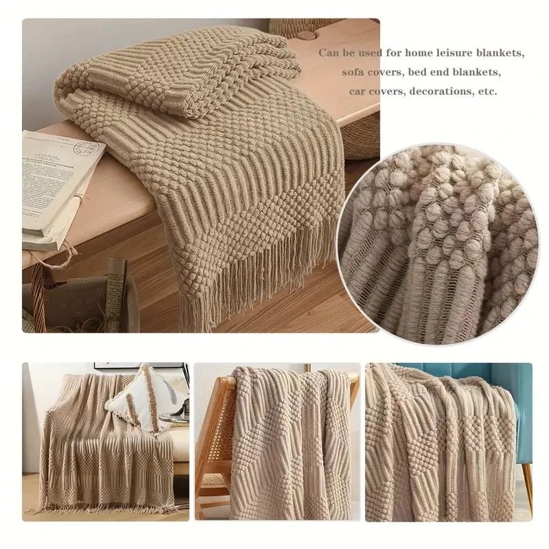Poppy Chunky Tassel Knit Throw