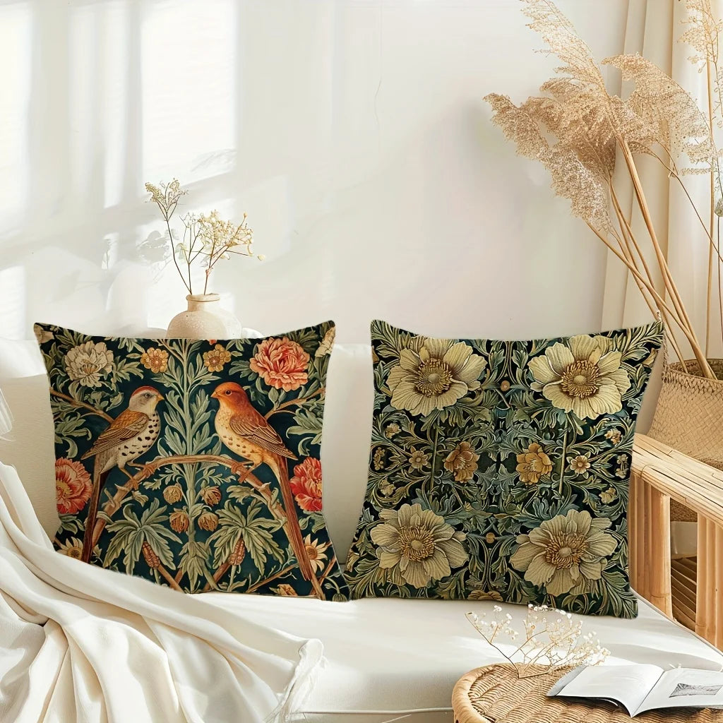 Meadow Botanical Linen Pillow Cover