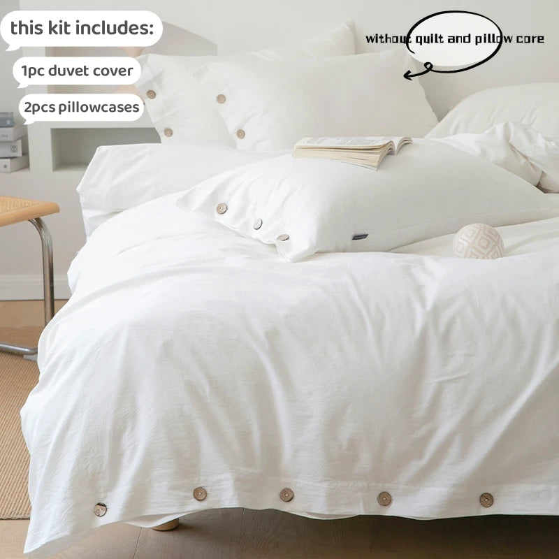 Oona Washed Cotton Button Duvet Set