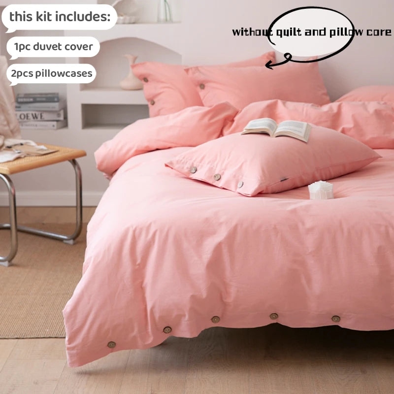 Oona Washed Cotton Button Duvet Set