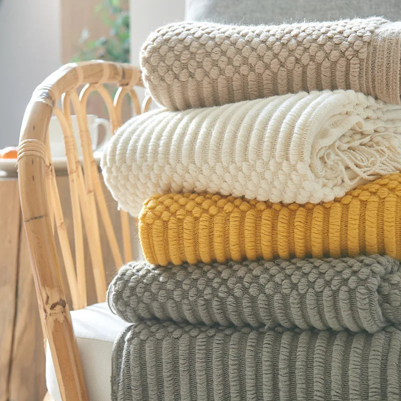 Poppy Chunky Tassel Knit Throw