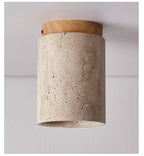 Talin Travertine & Wood Ceiling Light